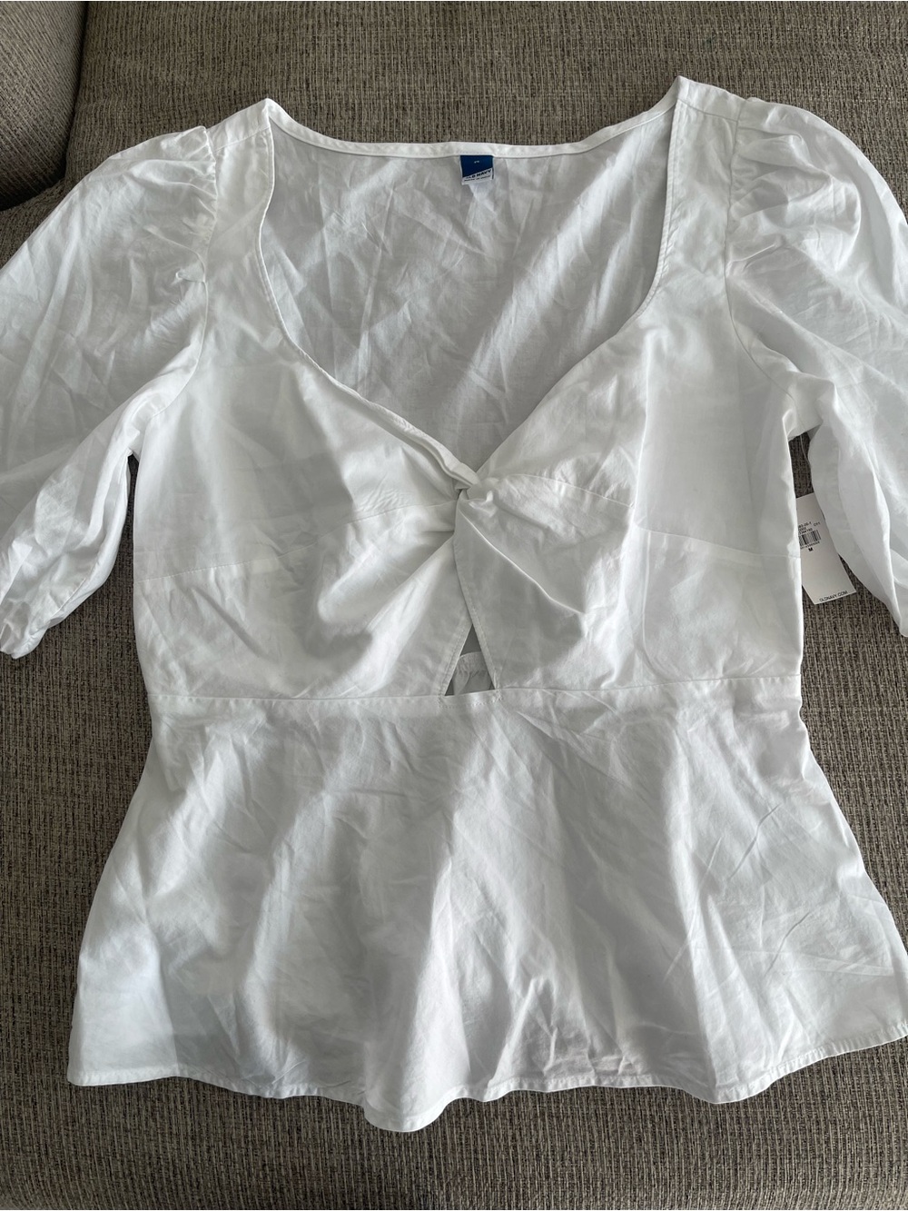 Old Navy White Twist-Front Peplum Blouse
